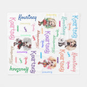 Meisje Doll Spooky Halloween Thema met Naam Fleece Deken (Voorkant (Horizontaal))