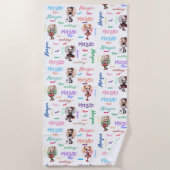 Meisje Doll Spooky Halloween Thema met Naam Strandlaken (Voorkant)