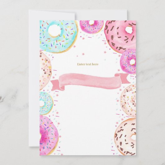 Meisje Donut Verjaardagsfeestje Kaart (Achterkant)