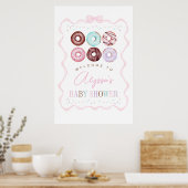 Meisje Donuts en Bow Baby shower Welkomstbord Poster (Keuken)