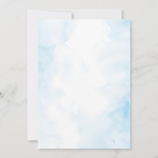 Meisje Doop & 1e Verjaardag Blauw Bloemen Kruis Kaart (Achterkant)