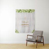 Meisje doop achtergrond | Marble Gold Cross Lelies Wandkleed (In situ)