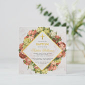 Meisje Doop Anjers Goud Marmer Kalligrafie Kaart (Staand voorkant)