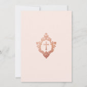 Meisje Doop Blush Roze Rose Goud Kruis in Crest Kaart (Achterkant)