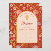 Meisje Doop Boog Bloemen Roos Lily Elegant Script Kaart (Voorkant / Achterkant)