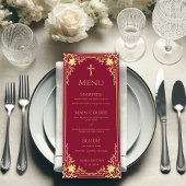 Meisje Doop Bourgondië Faux Gold Elegant Menu