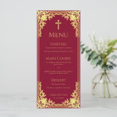 Meisje Doop Bourgondië Faux Gold Elegant Menu (Staand voorkant)
