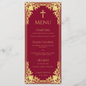 Meisje Doop Bourgondië Faux Gold Elegant Menu (Voorkant)