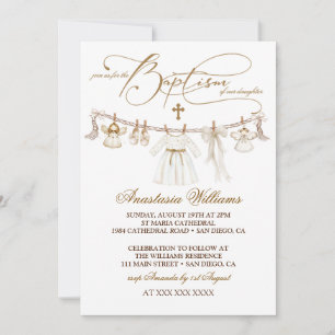 Meisje Doop Christening Boho Uitnodiging
