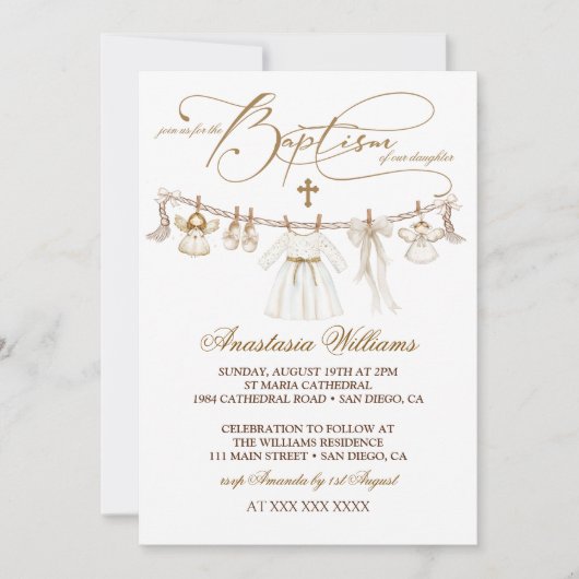 Meisje Doop Christening Boho Uitnodiging (Voorkant)