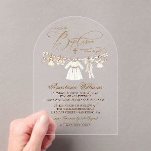 Meisje Doop Christening Elegante Uitnodiging