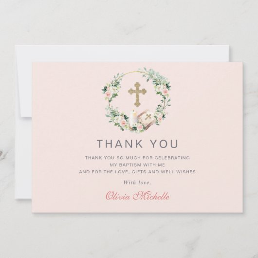 Meisje doop doop doop Bloemen Foto Bedankkaart (Voorkant)