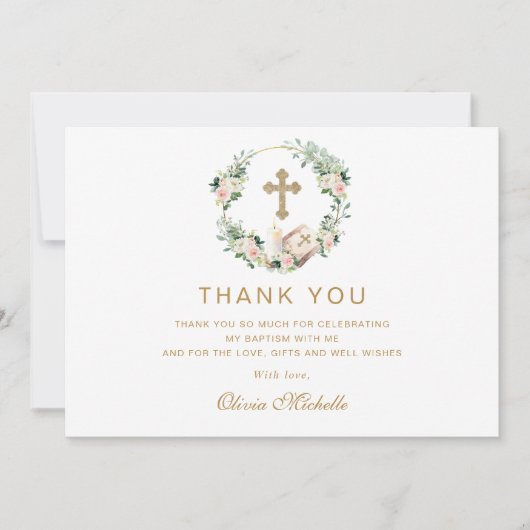 Meisje doop doop doop Bloemen Foto Bedankkaart (Voorkant)