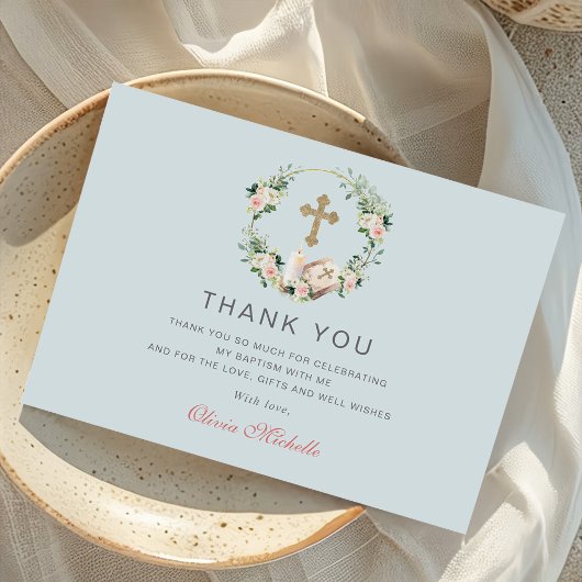 Meisje doop doop doop Bloemen Foto Bedankkaart