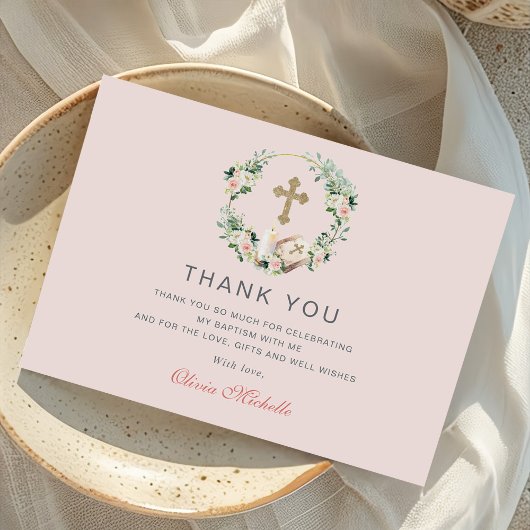 Meisje doop doop doop Bloemen Foto Bedankkaart