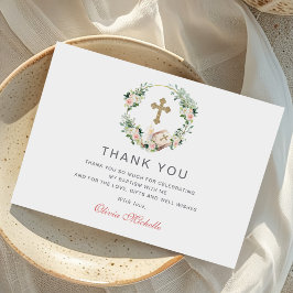 Meisje doop doop doop Bloemen Foto Bedankkaart