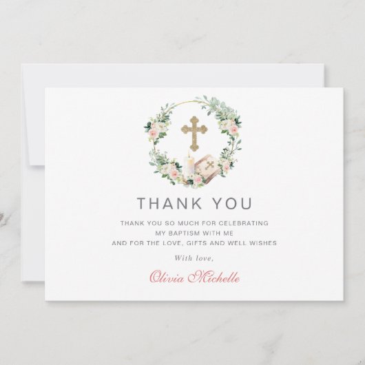 Meisje doop doop doop Bloemen Foto Bedankkaart (Voorkant)