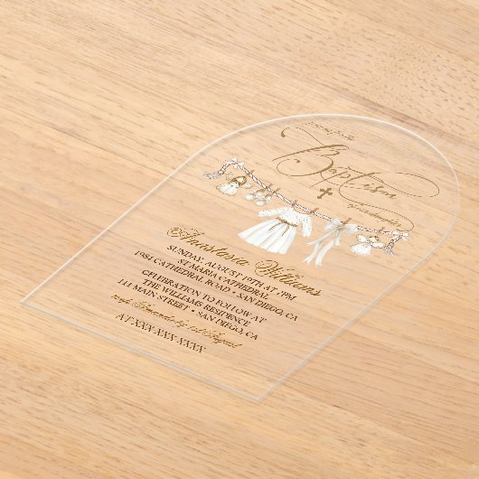 Meisje Doop Doop Uitnodiging Elegant (Laagn)