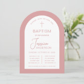 Meisje Doop Dusty Roos White Arch Modern Pink Kaart (Staand voorkant)