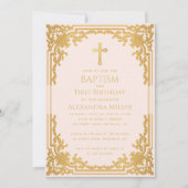 Meisje Doop Eerste Verjaardag  Roze Faux Gold Kaart (Voorkant)