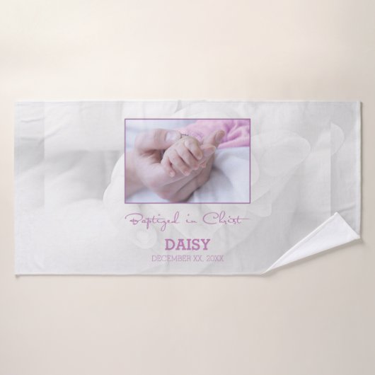 Meisje Doop Gefeliciteerd met Baby Gepersonaliseer Badhanddoek (Badhanddoek)