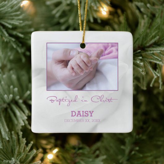 Meisje Doop Gefeliciteerd met Baby Gepersonaliseer Keramisch Ornament (Boom)