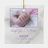 Meisje Doop Gefeliciteerd met Baby Gepersonaliseer Keramisch Ornament (Achterkant)