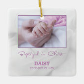 Meisje Doop Gefeliciteerd met Baby Gepersonaliseer Keramisch Ornament (Voorkant)