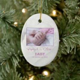 Meisje Doop Gefeliciteerd met Baby Gepersonaliseer Keramisch Ornament