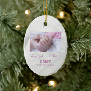 Meisje Doop Gefeliciteerd met Baby Gepersonaliseer Keramisch Ornament