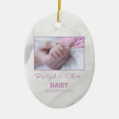 Meisje Doop Gefeliciteerd met Baby Gepersonaliseer Keramisch Ornament (Voorkant)