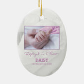 Meisje Doop Gefeliciteerd met Baby Gepersonaliseer Keramisch Ornament (Achterkant)