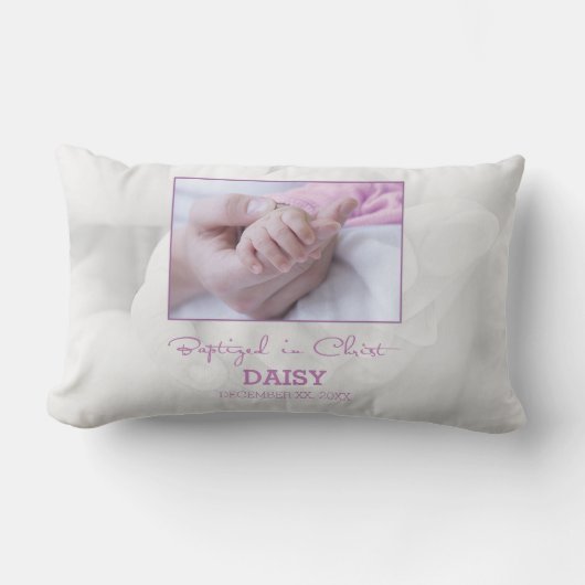 Meisje Doop Gefeliciteerd met Baby Gepersonaliseer Kussen (Voorkant)