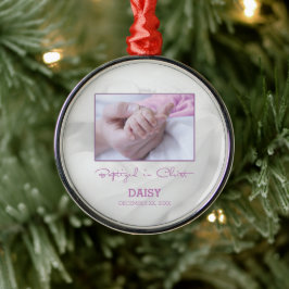 Meisje Doop Gefeliciteerd met Baby Gepersonaliseer Metalen Ornament