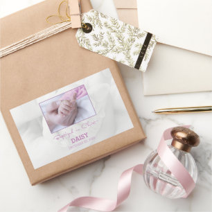 Meisje Doop Gefeliciteerd met Baby Gepersonaliseer Rechthoekige Sticker