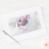 Meisje Doop Gefeliciteerd met Baby Gepersonaliseer Rechthoekige Sticker (Envelop)