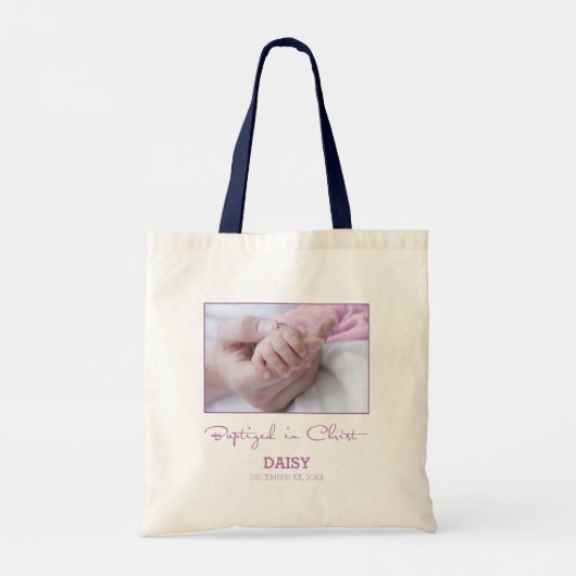 Meisje Doop Gefeliciteerd met Baby Gepersonaliseer Tote Bag (Achterkant)