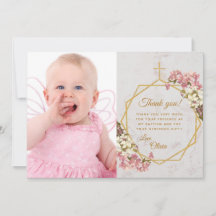 Meisje Doop Gouden Kruis Marmer Roze Witte Orchide