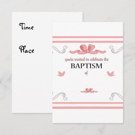 Meisje Doop Kaart (Voorkant / Achterkant)