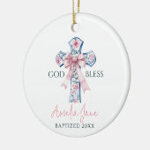 Meisje Doop Kruis Bow Keepsake God Bless Custom Keramisch Ornament (Links)