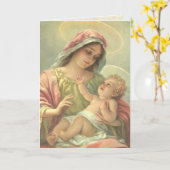 MEISJE DOOP Maagd Maria met Heilige Christus Kind  Kaart (Gele Bloem)