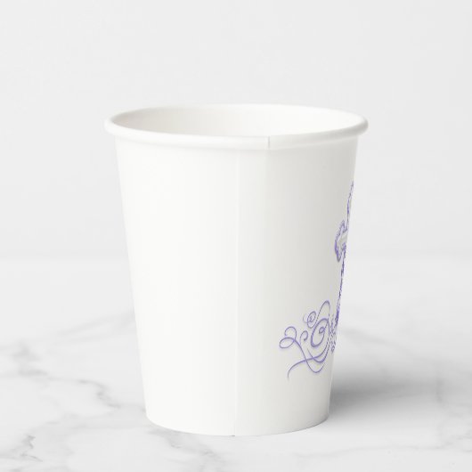 Meisje Doop Papieren Bekers Met Paarse Kruis (Rechts)