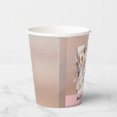 Meisje Doop Roos Gouden Doopmand Papieren Bekers (Rechts)