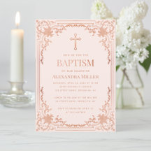 Meisje Doop Roze Goud Blush Roze Vintage Elegant