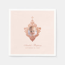 Meisje Doop Roze Goud Foto Vintage Elegante Blush