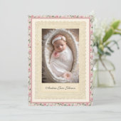 meisje doop roze rozen foto kaart (Staand voorkant)