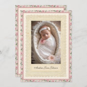 meisje doop roze rozen foto kaart (Voorkant / Achterkant)