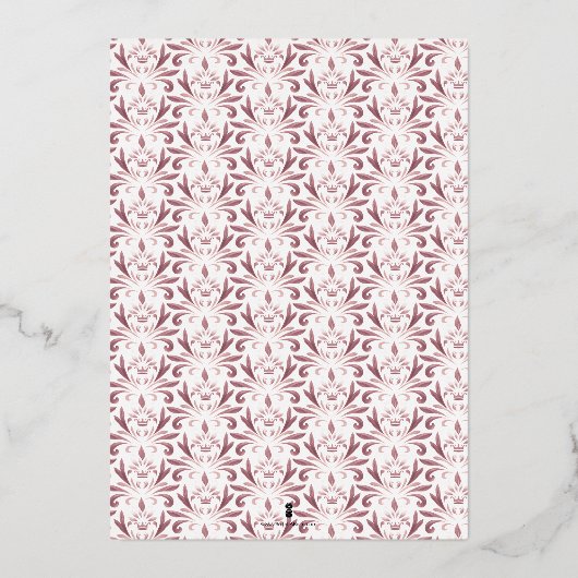 Meisje Doop Uitnodiging Dusty Roos Crest (Achterkant)