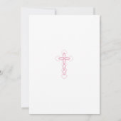 Meisje Doop Uitnodiging - Fancy Roze Kruis Uitnodi (Achterkant)