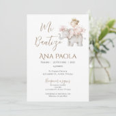 Meisje Doop Uitnodiging in het Spaans Boho (Staand voorkant)